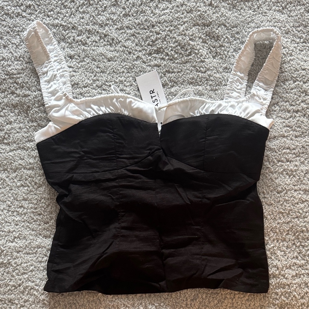 Astr Black and White Tank Top